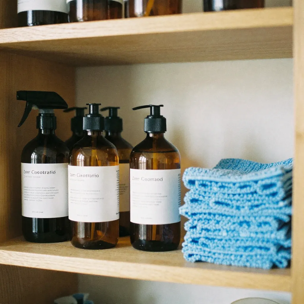Natural cleaning ingredients in glass containers