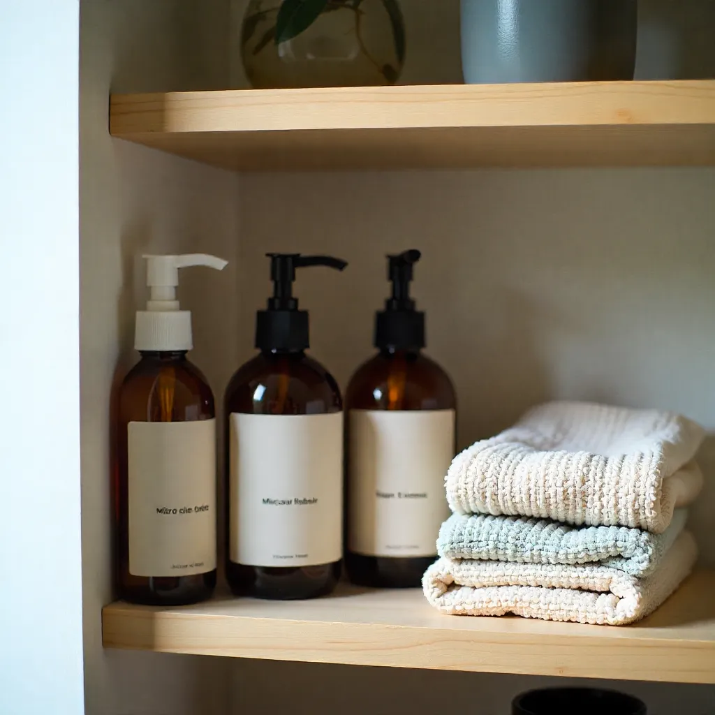 Organized cleaning station with labeled containers