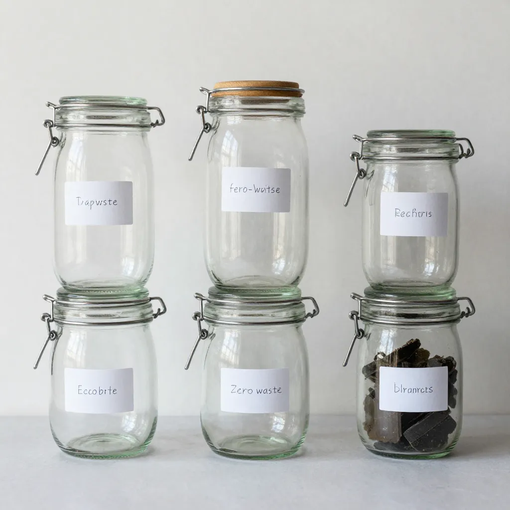 Minimalist cleaning supplies on natural background